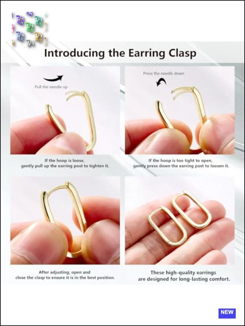 14K Gold Plated Silver Small Square Hoop Earrings Hypoallergenic Geometric